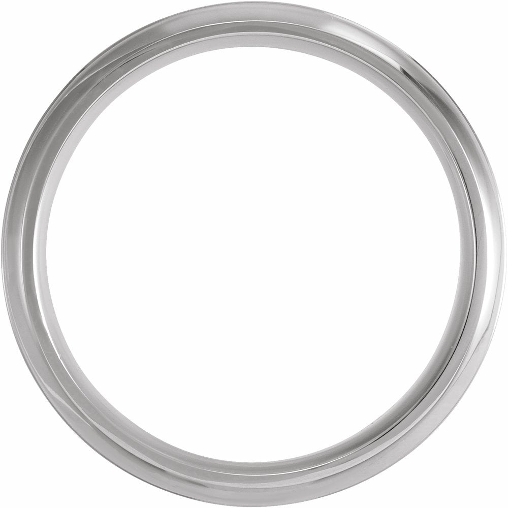 10K White Gold 6 mm Beveled-Edge Grooved Comfort-Fit Half Round Band Size 11.5