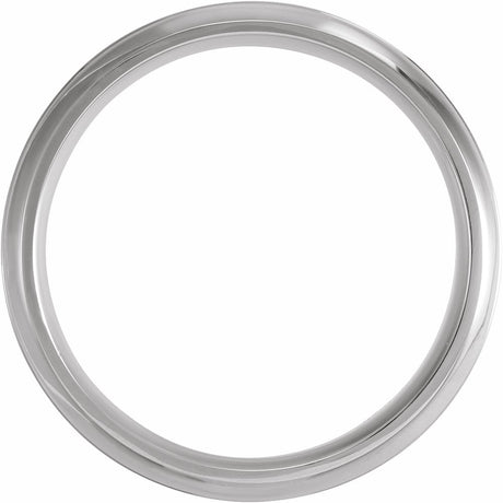 10K White Gold 6 mm Beveled-Edge Grooved Comfort-Fit Half Round Band Size 11.5