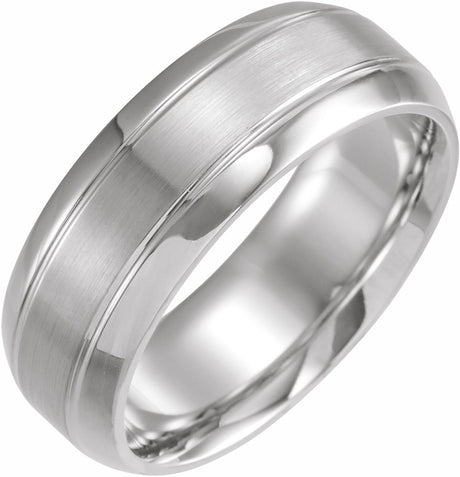 10K White Gold 6 mm Beveled-Edge Grooved Comfort-Fit Half Round Band Size 11.5