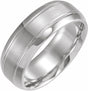 10K White Gold 6 mm Beveled-Edge Grooved Comfort-Fit Half Round Band Size 11.5