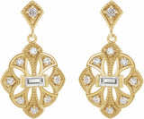 14K Yellow Gold 3/8 CTW Natural Diamond Vintage-Inspired Earrings
