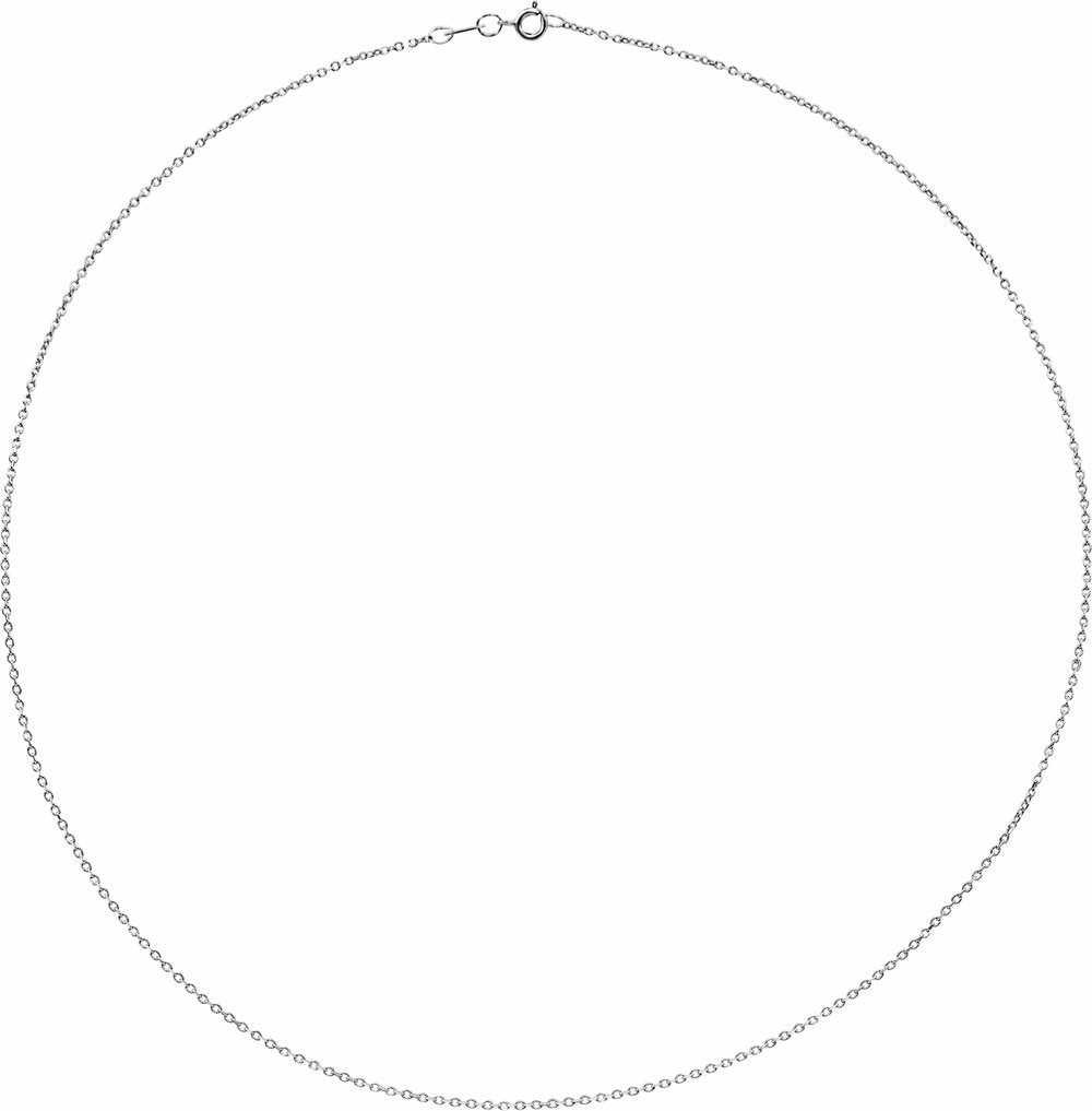 14K White Gold 1 mm Diamond-Cut Cable 18" Chain 