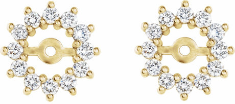 14K Yellow 3/8 CTW Diamond Earring Jackets with 4.2mm ID