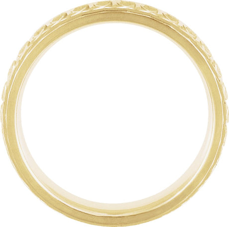 14K Yellow 6 mm Patterned Comfort-Fit Band