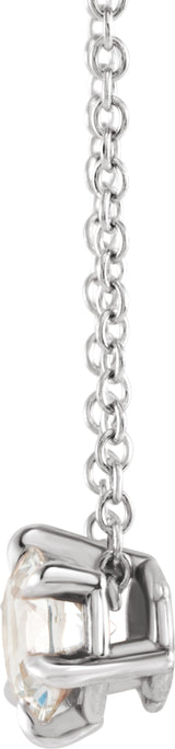 14K White Gold 5/8 CT Lab-Grown Diamond Solitaire 16-18" Necklace
