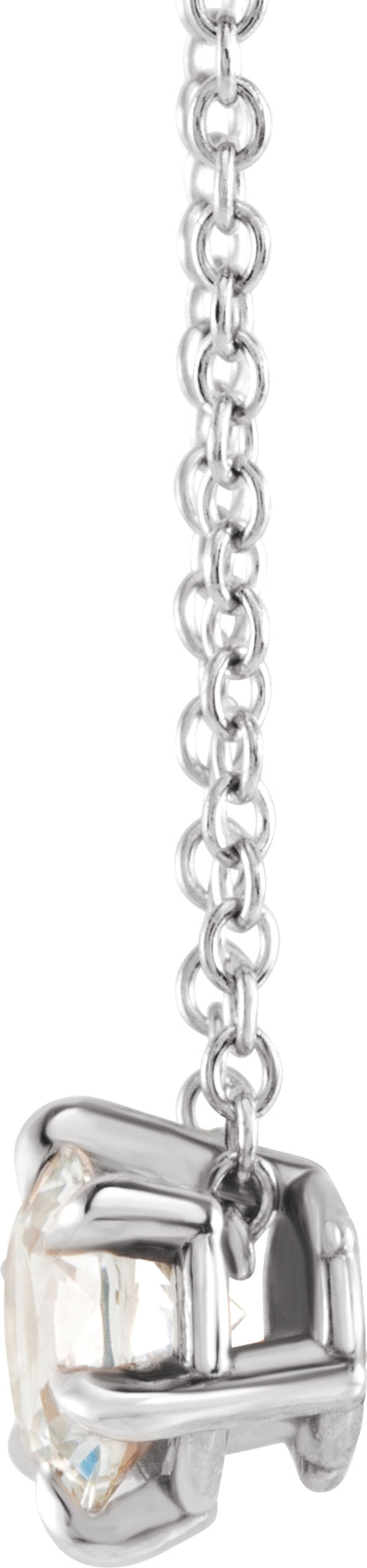 14K White Gold 5/8 CT Lab-Grown Diamond Solitaire 16-18" Necklace