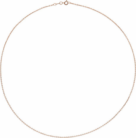 18K Rose 1 mm Diamond-Cut Cable 16" Chain