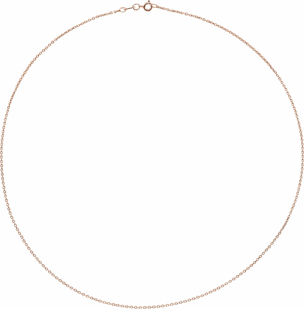 14K Rose 1 mm Diamond-Cut Cable 16" Chain