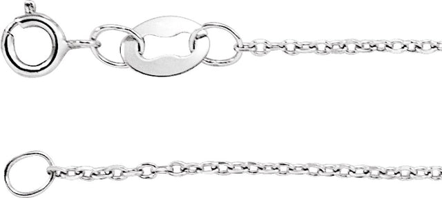 14K White 1 mm Diamond-Cut Cable 7" Chain 