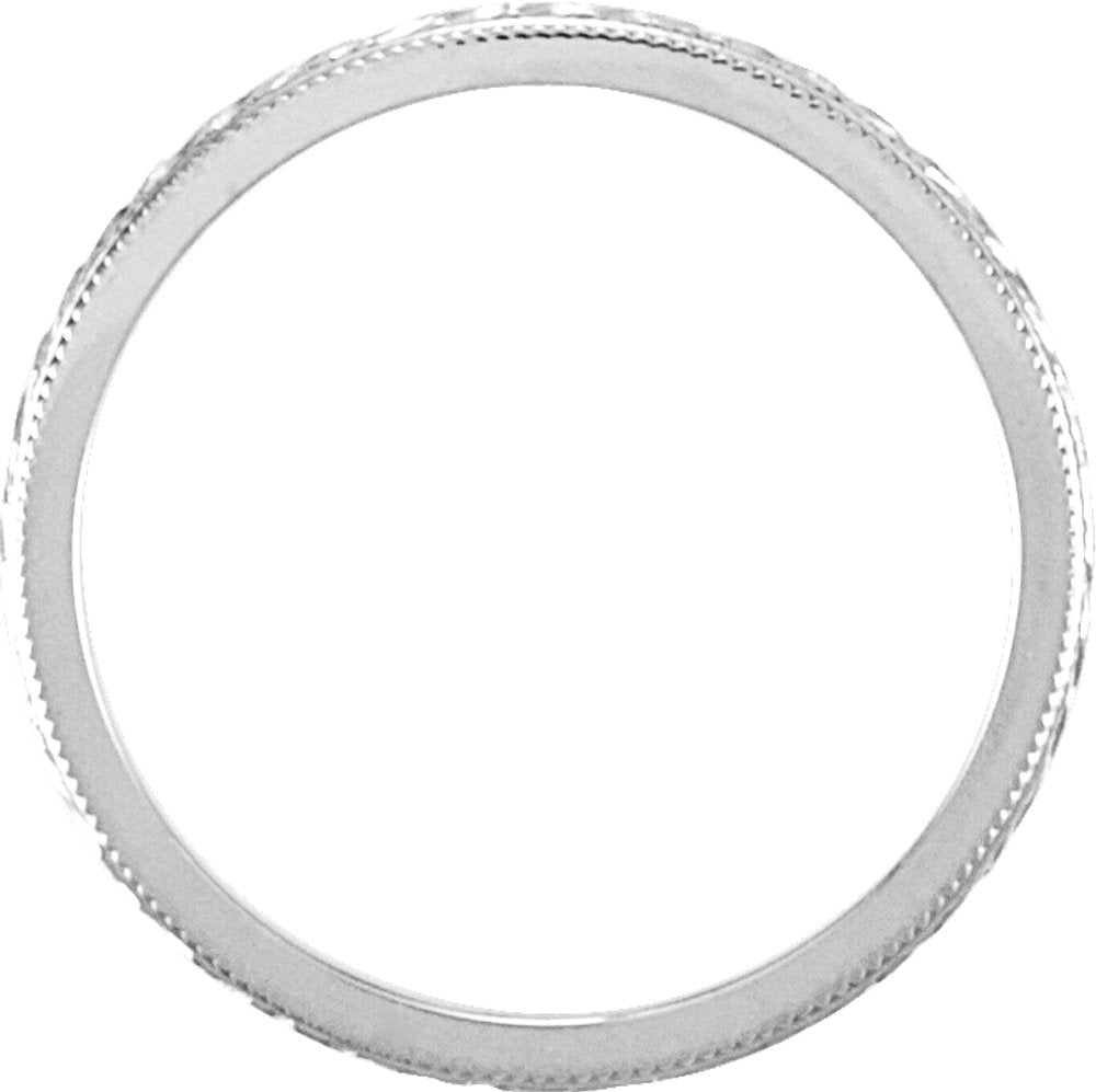 14K White Gold 2 mm Milgrain Hand-Engraved Wheat Pattern Flat Band Size 4