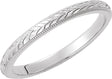 14K White Gold 2 mm Milgrain Hand-Engraved Wheat Pattern Flat Band Size 4