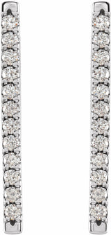 14K White 1/3 CTW Natural Diamond French-Set Bar Earrings