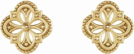 14K Yellow Vintage-Inspired Clover Earrings