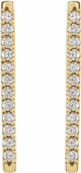 14K Yellow 1/3 CTW Natural Diamond French-Set Bar Earrings