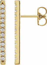 14K Yellow 1/3 CTW Natural Diamond French-Set Bar Earrings