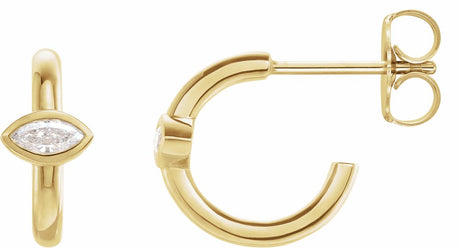 14K Yellow Gold 1/8 CTW Natural Diamond Huggie Hoop Earrings