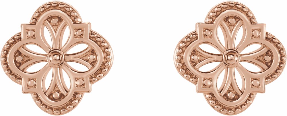 14K Rose Vintage-Inspired Clover Earrings