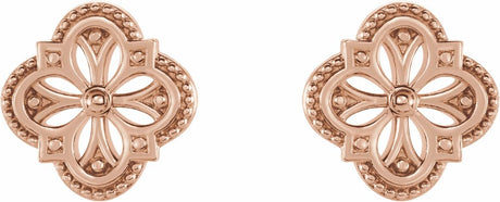 14K Rose Vintage-Inspired Clover Earrings