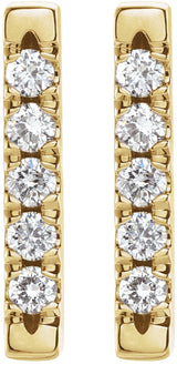 14K Yellow 1/8 CTW Natural Diamond French-Set Bar Earrings