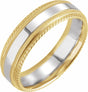 14K Yellow/White/Yellow Gold 6 mm Milgrain Rope Stepped-Edge Comfort-Fit Band Size 10
