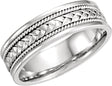 14K White Gold 6.75 mm Rope Hand-Woven Comfort-Fit Flat Band  Size 11.5