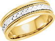 14K Yellow/White 6.75 mm Rope Hand-Woven Comfort-Fit Flat Band  Size 10