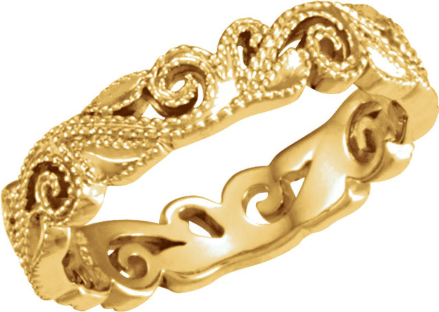 14K Yellow Gold 4.5 mm Sculptural Band Size 6.5