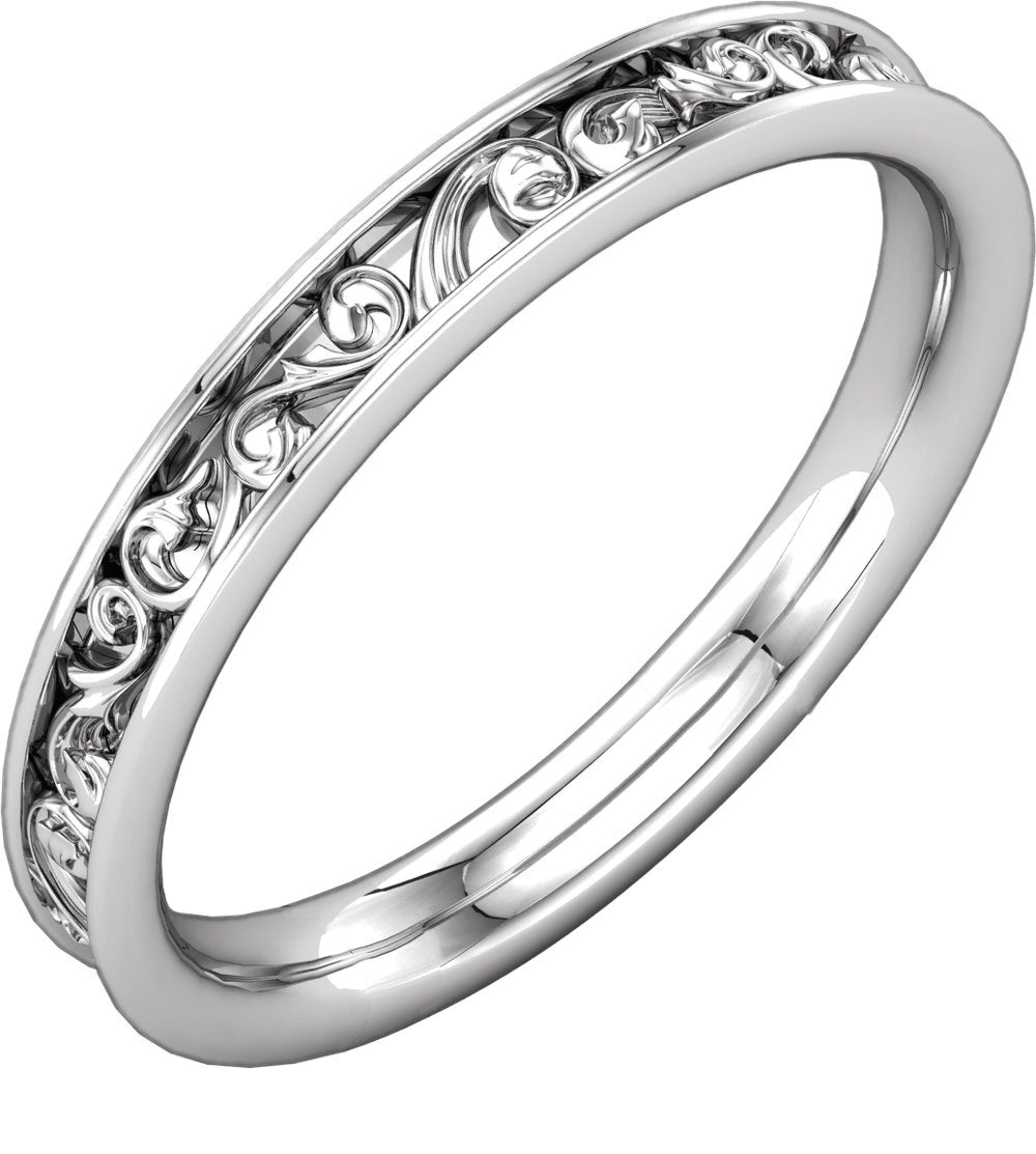 14K White Sculptural Band 