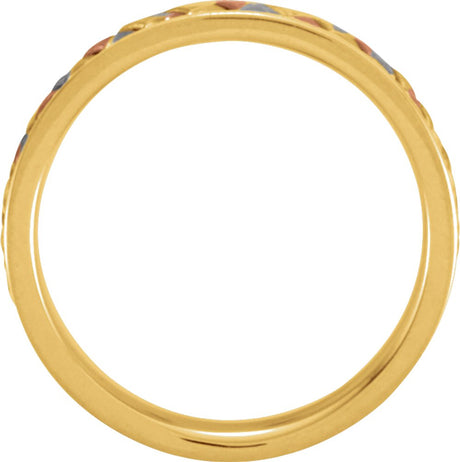 14K Yellow/White/Rose Gold 5 mm Hand-Woven Comfort-Fit Flat Band Size 9.5