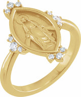 14K Yellow 1/5 CTW Natural Diamond Miraculous Medal Ring