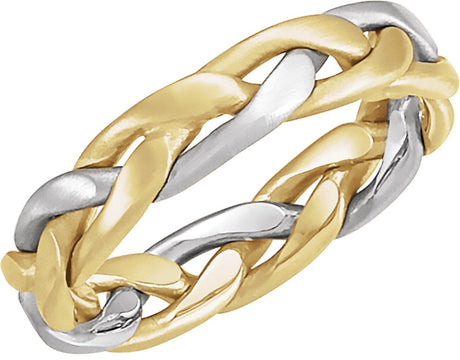 14K Yellow/White Gold 4.5 mm Hand-Woven Band Size 9