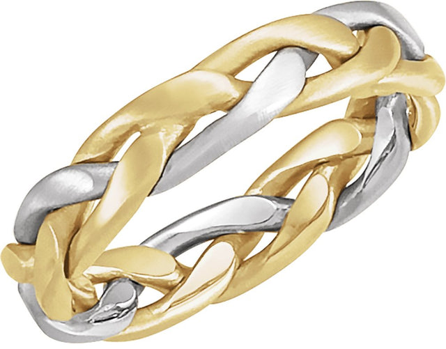 14K Yellow/White Gold 4.5 mm Hand-Woven Band Size 9