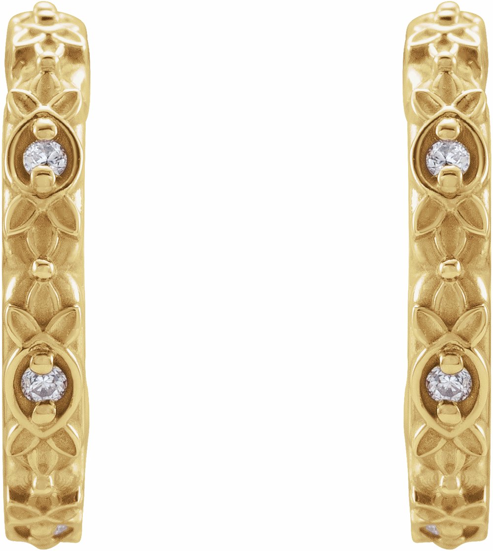 14K Yellow Gold .04 CTW Natural Diamond Vintage-Inspired J-Hoop Earrings