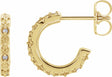 14K Yellow Gold .04 CTW Natural Diamond Vintage-Inspired J-Hoop Earrings