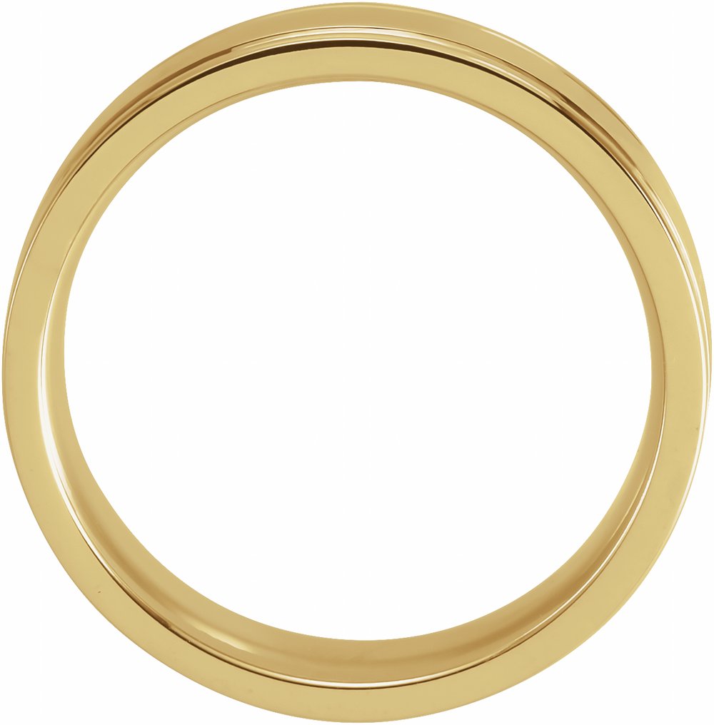 10K Yellow Gold 7 mm Grooved Comfort-Fit Flat Band Size 9.5