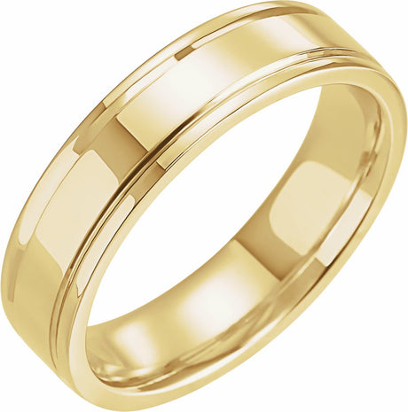 10K Yellow Gold 5 mm Grooved Comfort-Fit Flat Band Size 9.5