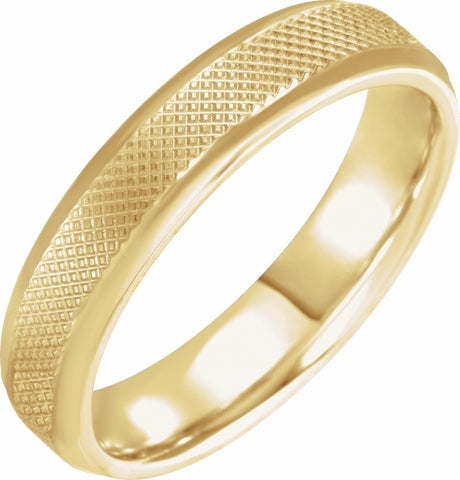 14K Yellow Gold 5 mm  Knurled Beveled-Edge Band Size 8