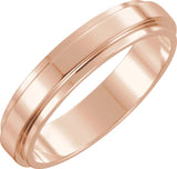 14K Rose 5 mm Flat Stepped-Edge Band Size 9.5