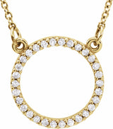 14K Yellow 1/8 CTW Natural Diamond Circle 16" Necklace