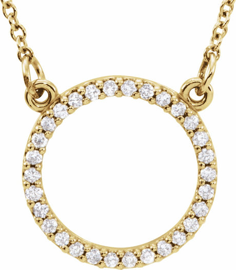 14K Yellow 1/8 CTW Natural Diamond Circle 16" Necklace