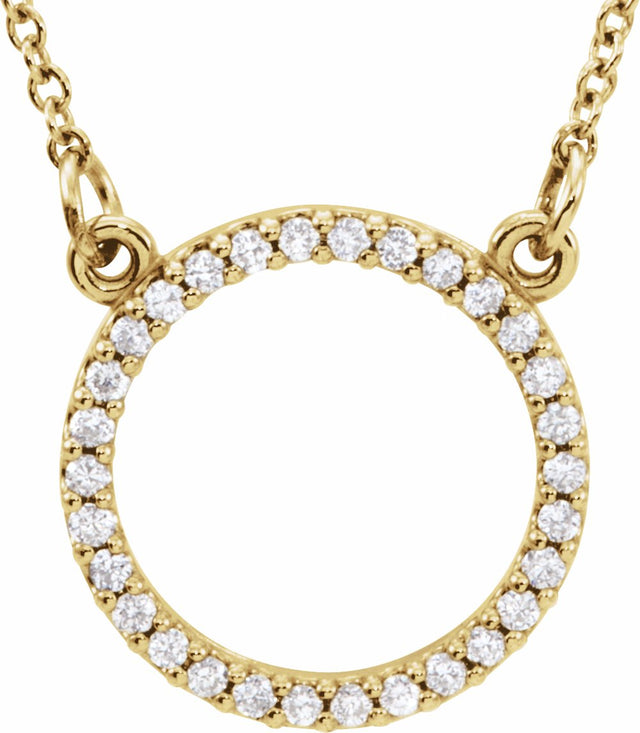 14K Yellow 1/8 CTW Natural Diamond Circle 16" Necklace