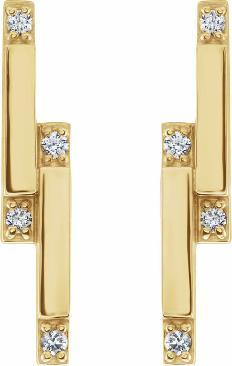 14K Yellow 1/10 CTW Natural Diamond Bar Earrings
