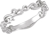 14K White Gold 4 mm Scroll Design Band