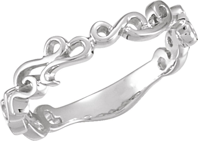 14K White Gold 4 mm Scroll Design Band