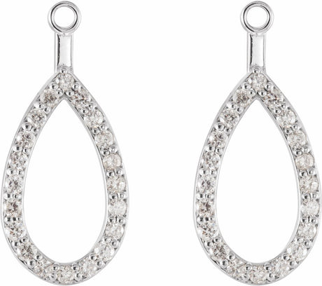 14K White 1/5 CTW Natural Diamond Teardrop Earring Jackets