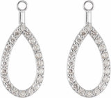 14K White Gold 1/5 CTW Natural Diamond Teardrop Earring Jackets
