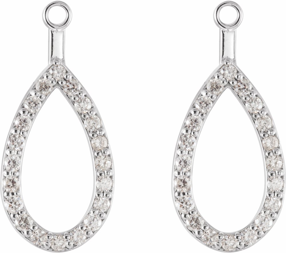 14K White 1/4 CTW Natural Diamond Teardrop Earring Jackets