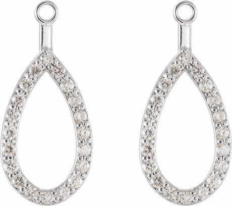 14K White Gold 1/4 CTW Natural Diamond Teardrop Earring Jackets
