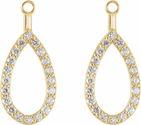 14K Yellow Gold 1/4 CTW Natural Diamond Teardrop Earring Jackets