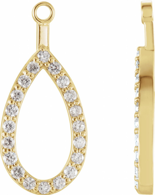 14K Yellow Gold 1/5 CTW Natural Diamond Teardrop Earring Jackets